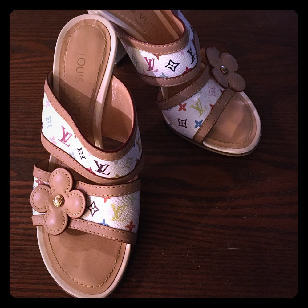 Louis Vuitton Multi color Double Strap Sandals